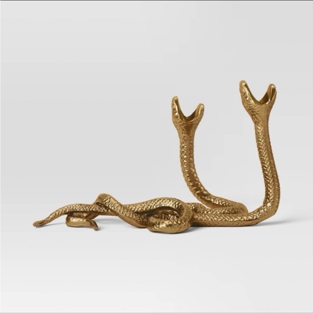 Threshold Double Snake Taper Candle Holder Aluminum Gold
